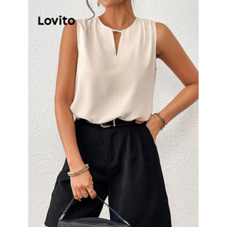 Lovito Casual Blusa Feminina Simples Cut Out LBL07140
