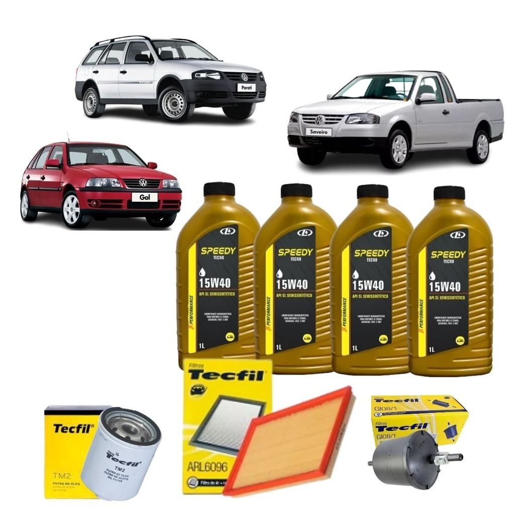 Kit Troca De Oleo E Filtros VW Gol Saveiro Parati 1.0 G3 G4 8V 15w40 Semisintetico revisão original em Oferta na Shopee