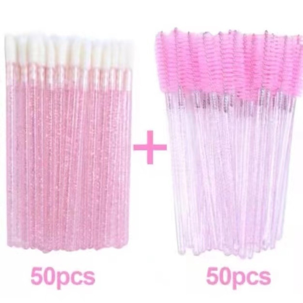 Kit C/ 50 Escovinha C/ Gliter + 50 Pincel Aplicador Gloss(Monica Fashion) em Oferta na Shopee