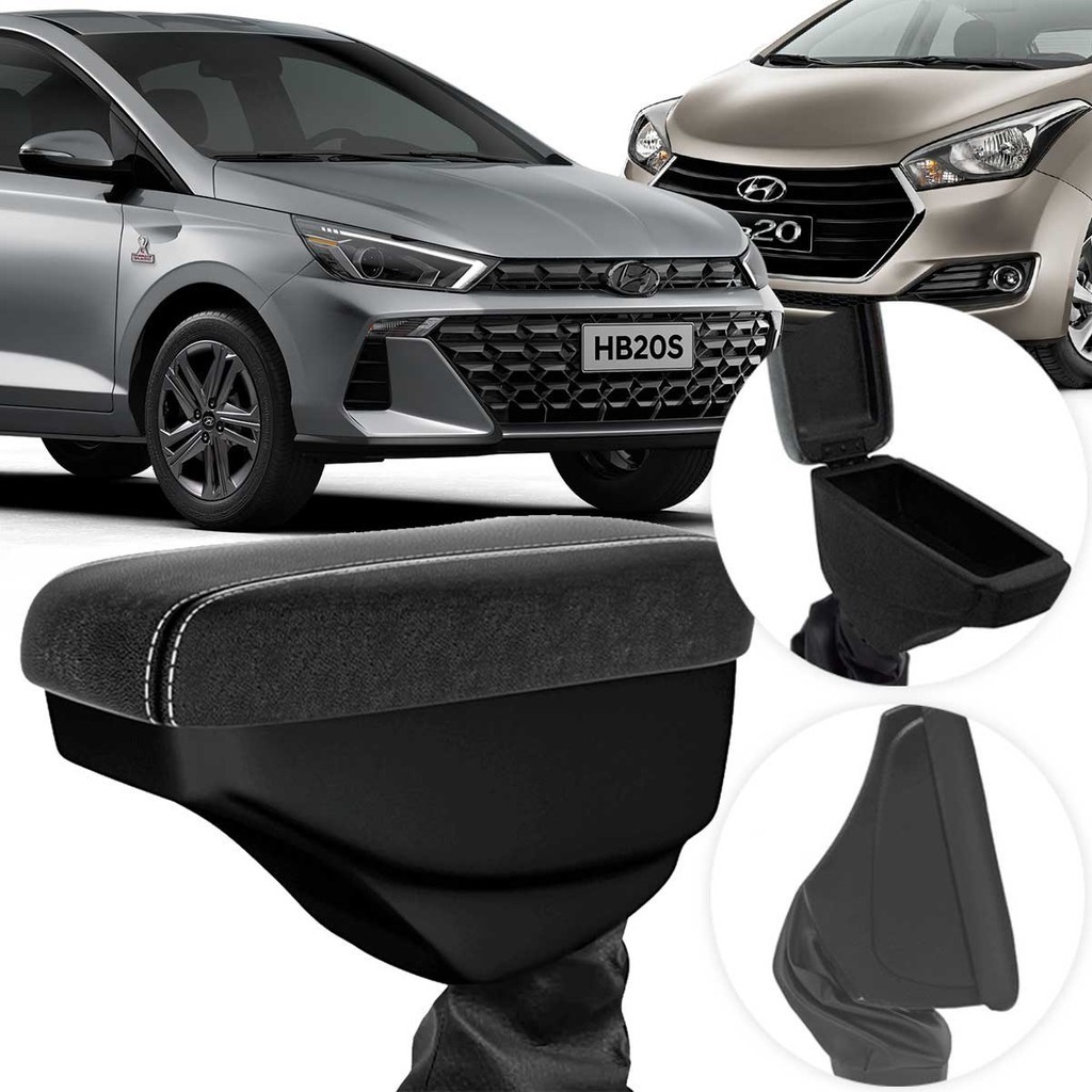 Apoio Descanso de Braço Hyundai HB20 HB20S HB20X Courvim com Coifa