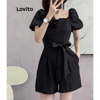 Lovito Macacão Feminino Casual Com Gravata Lisa Na Frente LNA43200