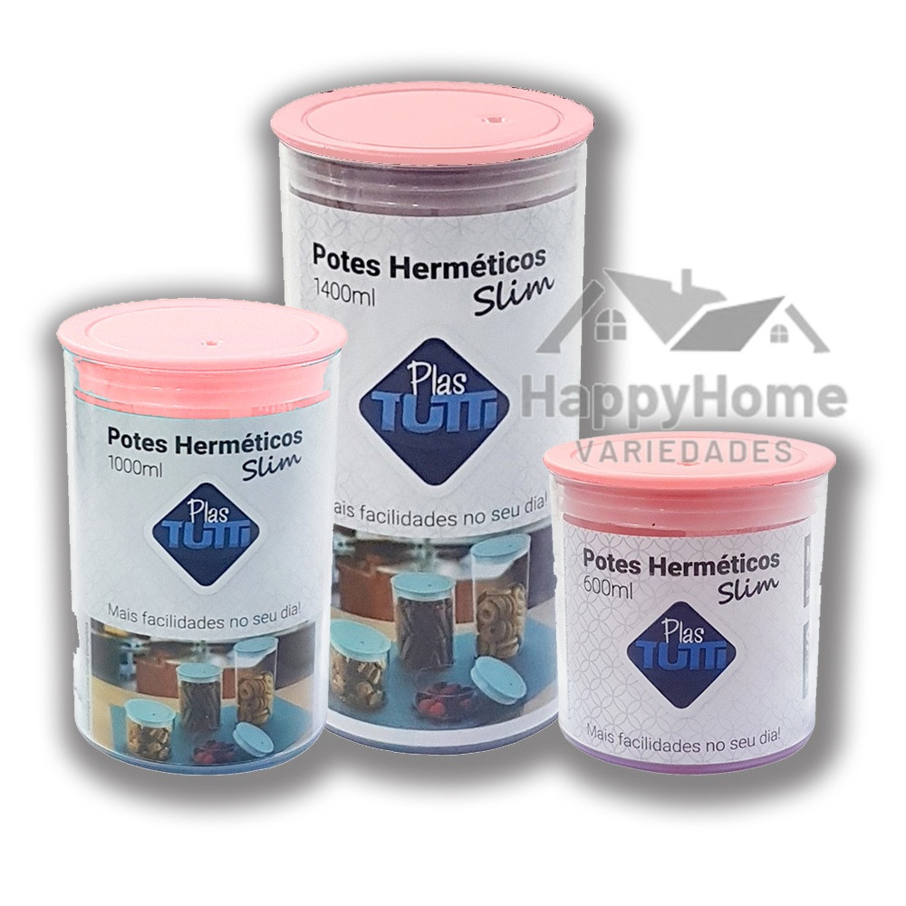 Kit 3 Potes Herméticos Slim Para Mantimentos Transparente - Sua Casa Merece!