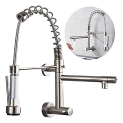 Torneira De Cozinha Parede Gourmet Monocomando Inox Prata