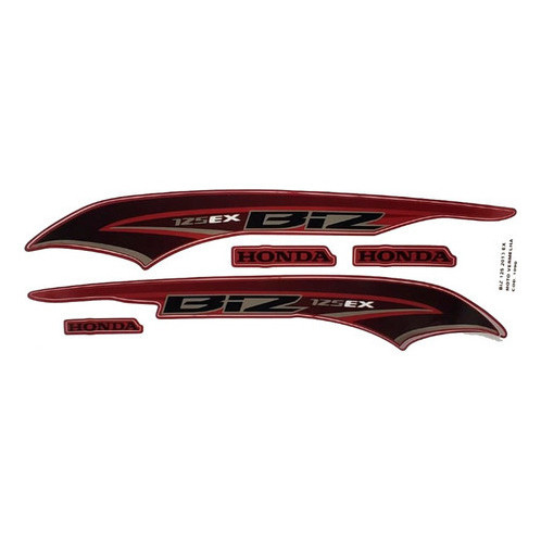 Kit Adesivo Jogo Faixas Moto Honda Biz 125 2013 Ex Vermelha