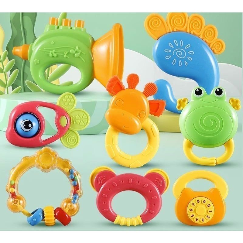 atacadao de brinquedoTopr Toy Brinquedos Para Bebê Kit com 4 pçs Leão e Patinho Chocalho + Mordedor Macio Colorido