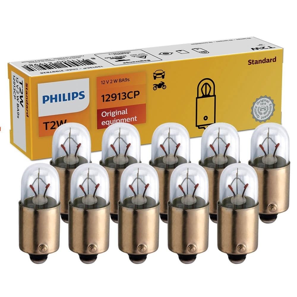 10 Lâmpada Philips T2w 12v Tipo 53 Ba9s Lanterna Dianteira