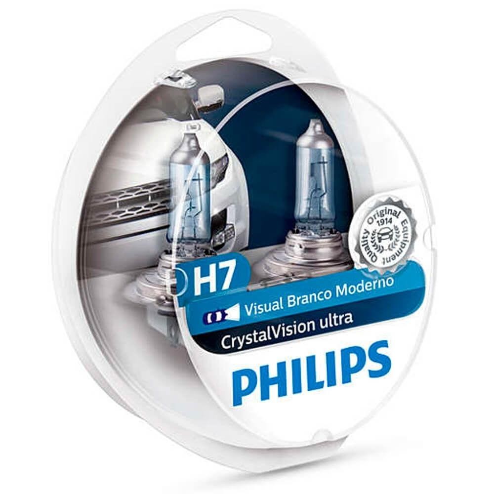 Kit Lâmpada Philips Crystal Vision Ultra 55w 12v H7 Px26d