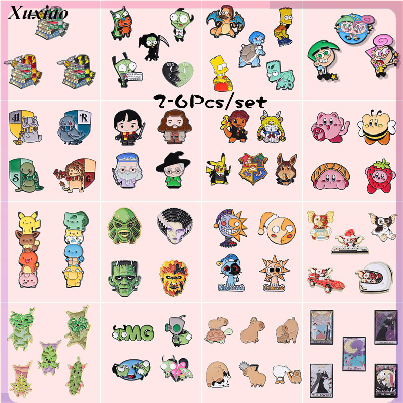 2-6Pcs/set Cantora Taylor Broche De Esmalte Anime Academia Mágica Periférica Mochila Crachá Fofo Animal Pufferfish Kirby Metal Alienígena Invasor ZIM Alfinete De Lapela