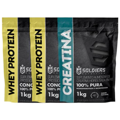 Kit Whey Protein Concentrado 2kg + Creatina 1kg 100% Pura Importada - Soldiers Nutrition