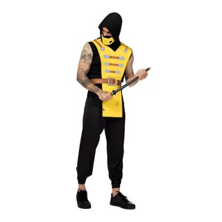 Fantasia Ninja Amarelo Masculina Roupa Samurai Adulto Com Máscara em Oferta na Shopee