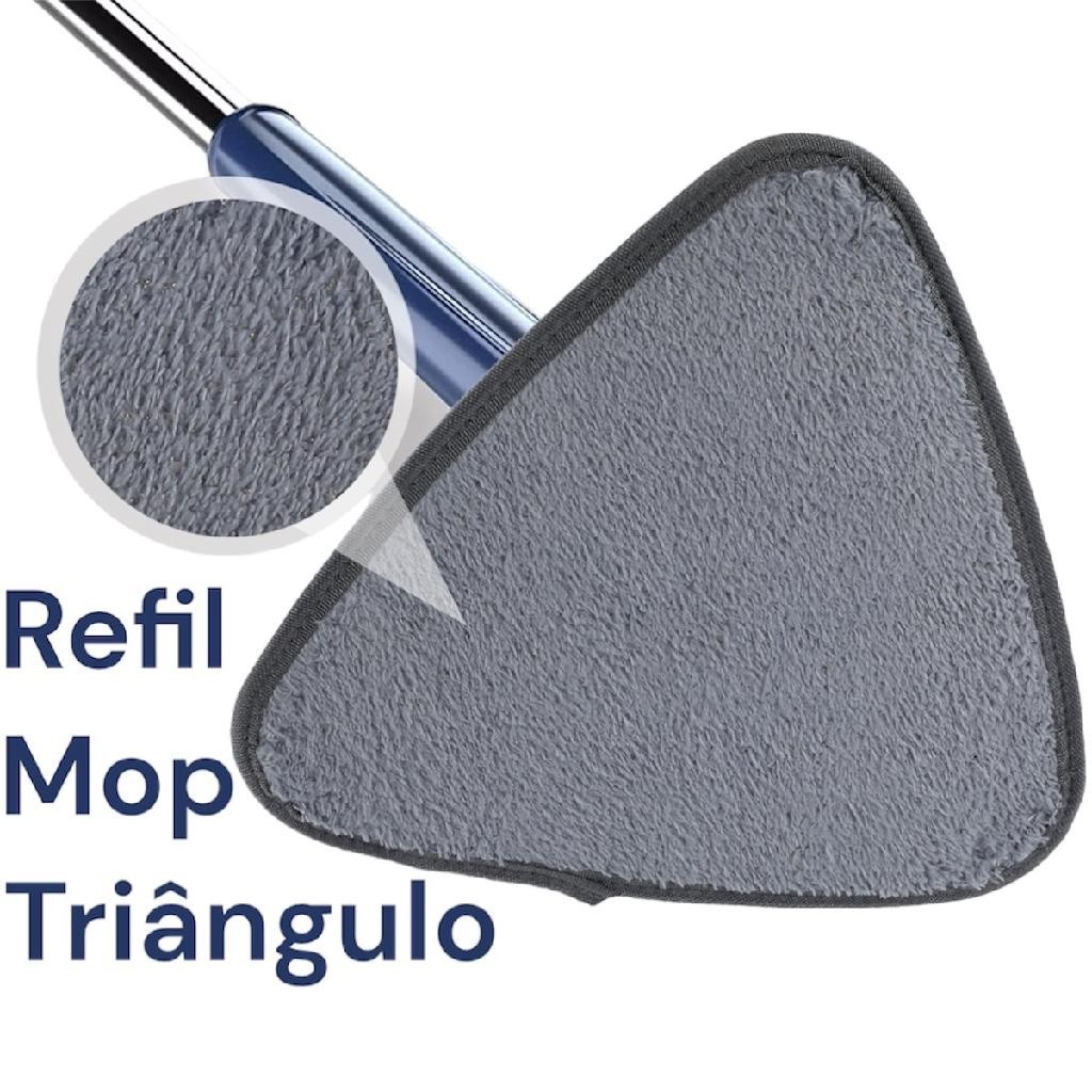 Kit 2 Refil TRIANGULAR De Microfibra Para Flat Mop Reutilizável