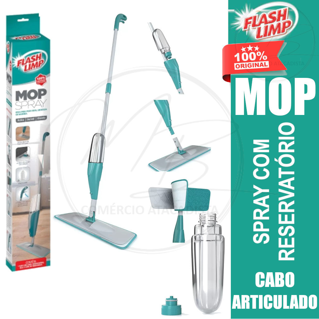 Mop Spray Flash Limp com Reservatório Reutilizável Limpeza Rápida Piso Frio e Madeira