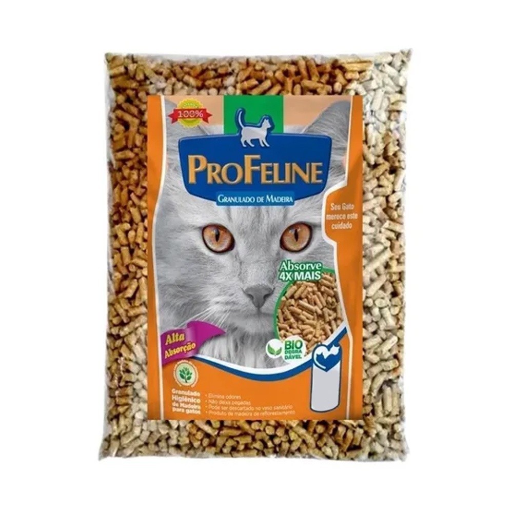 Granulado Higiênico de Madeira Profeline Para Gatos 10kg