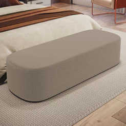 Puff Decorativo Orgânico Para Living Quarto 160cm Doha W01 Bouclê Bege - Lyam Decor