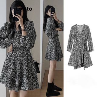 Lovito Vestido Casual Ditsy Floral Com Gravata Frontal Para Mulheres LNA42088