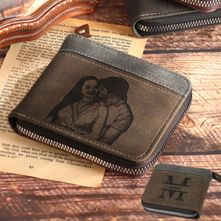 Carteira Masculina Com Foto Personalizada Bolsa De Moedas Zíper Nome De Texto Imagem Para Homens Presente Personalizado em Oferta na Shopee
