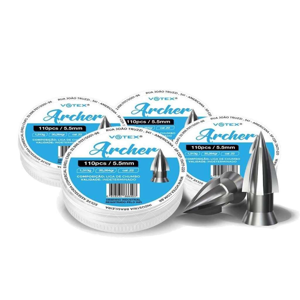 4 Chumbinhos Archer 5.5mm 1,313g 440 Unidades - Votex