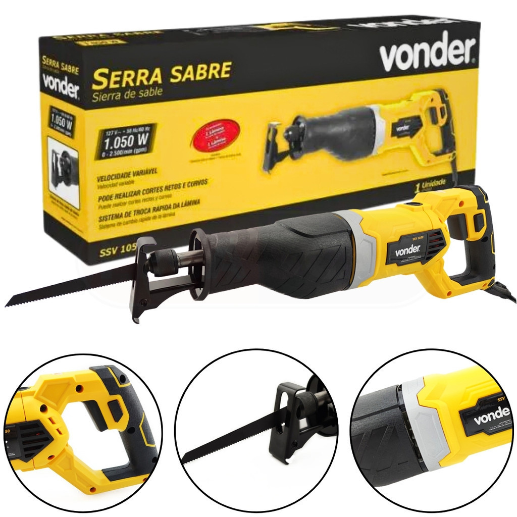 Serra  Tipo  Sabre  SSV 1050  110V  Ou 220V  Para Madeira,  Metal,  C/ 2 Lâminas De Corte  -  Vonder em Oferta na Shopee