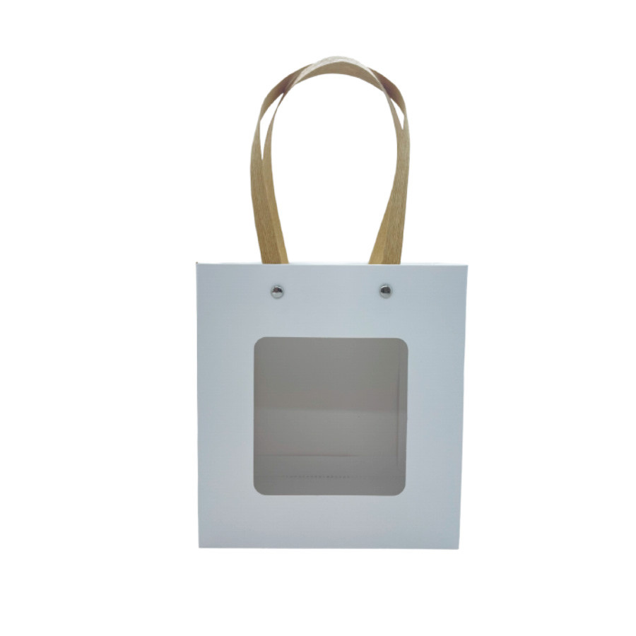 Sacola de Papel com Gaveta e Visor 18x16,5x8,5 Branca - 1 unidade - Rizzo