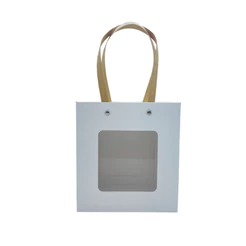 Sacola de Papel com Gaveta e Visor 18x16,5x8,5 Branca - 1 unidade - Rizzo