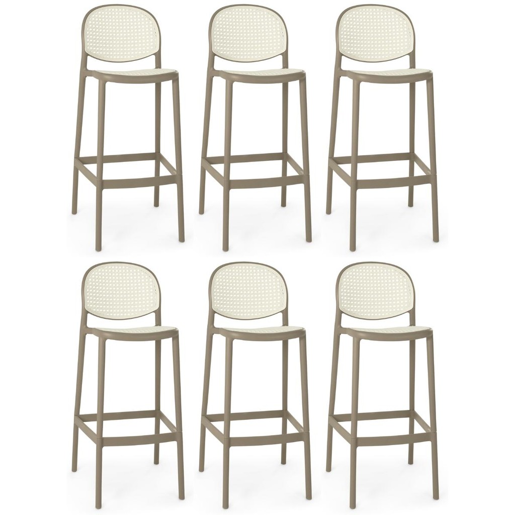 Kit 6 Banqueta Alta com Encosto Roma em Polipropileno em Oferta na Shopee