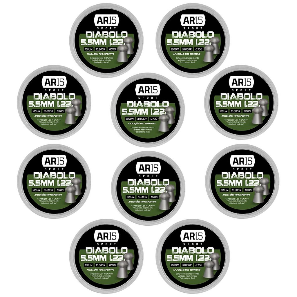 10un - CHUMBINHO AR15 DIABOLO 5,5MM 100UN 10,80GR - Sports & Outdoors