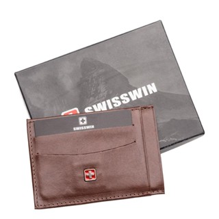 Porta Cartão de Couro com Porta Documento Suissewin Café em Oferta na Shopee