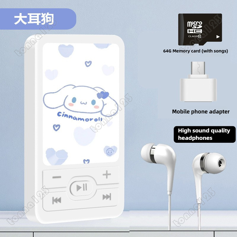 Bonito Dos Desenhos Animados Portátil Mp3 Player + 64GB Cartão De Memória Mini Mp3 Jogadores De Música Esportes Walkman em Oferta na Shopee
