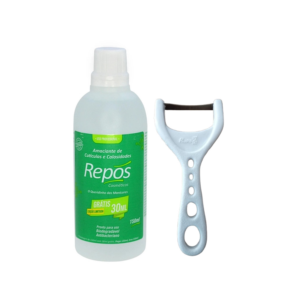 Amaciante de Cutículas e Calosidade 150ml Repós + Raspador Rapapé em Oferta na Shopee