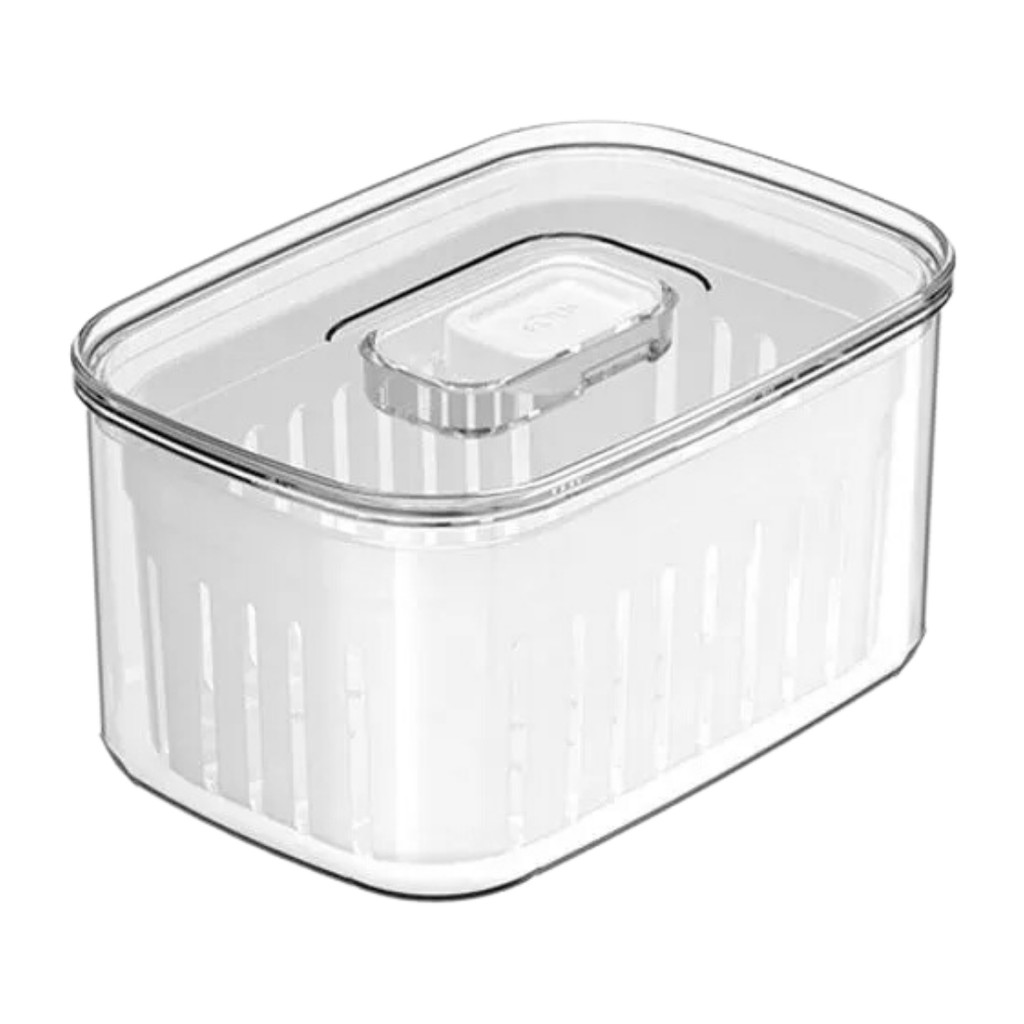 Organizador de Geladeira em Acrílico com Cesto e Tampa 0,65 Litros Clear Fresh OU em Oferta na Shopee