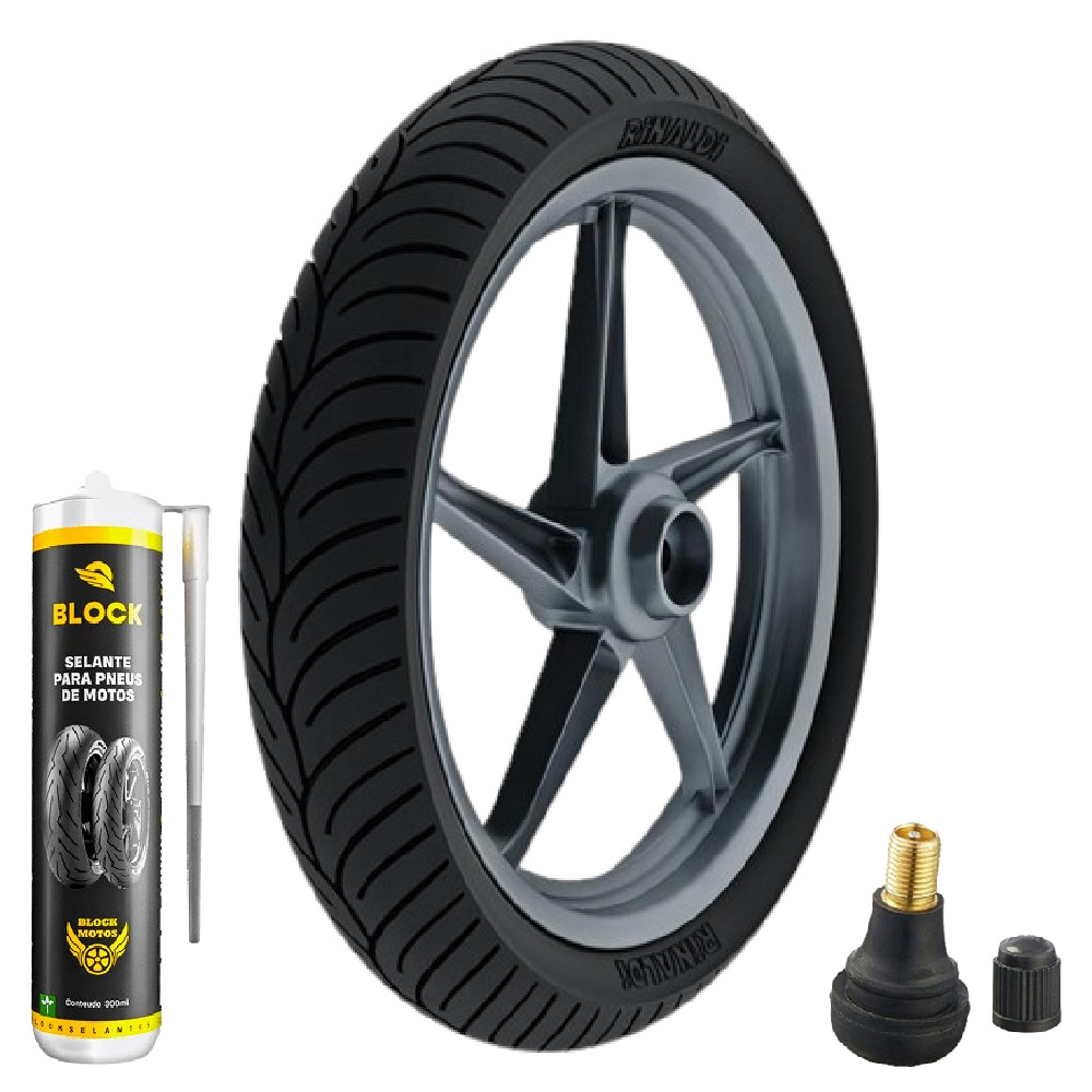 Pneu Cg 160 Fan 80/100-18 47p Sem Camara Hb37 Rinaldi + Bico + Selante