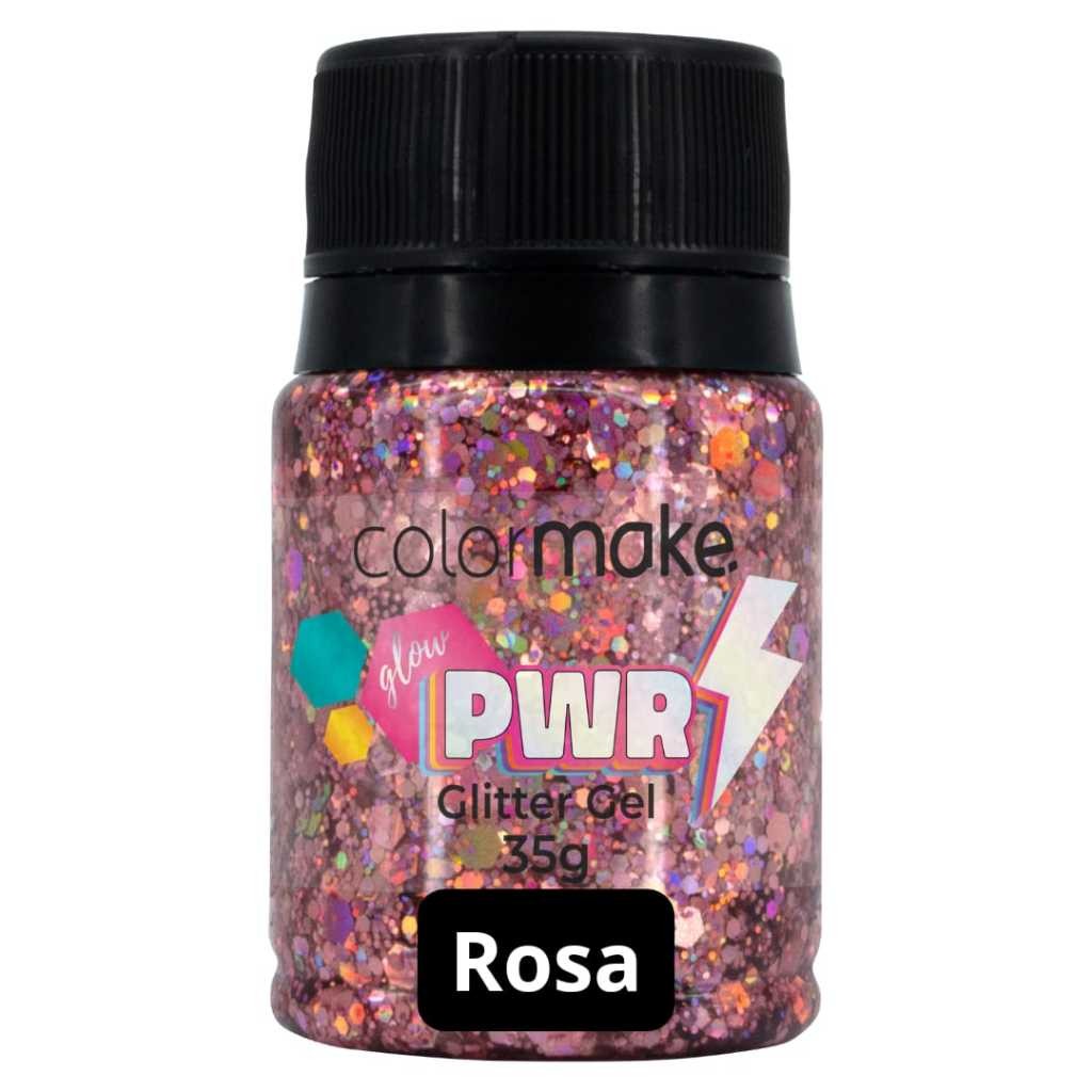Glitter Gel Glow Power Rosa 35g Carnaval - Colormake