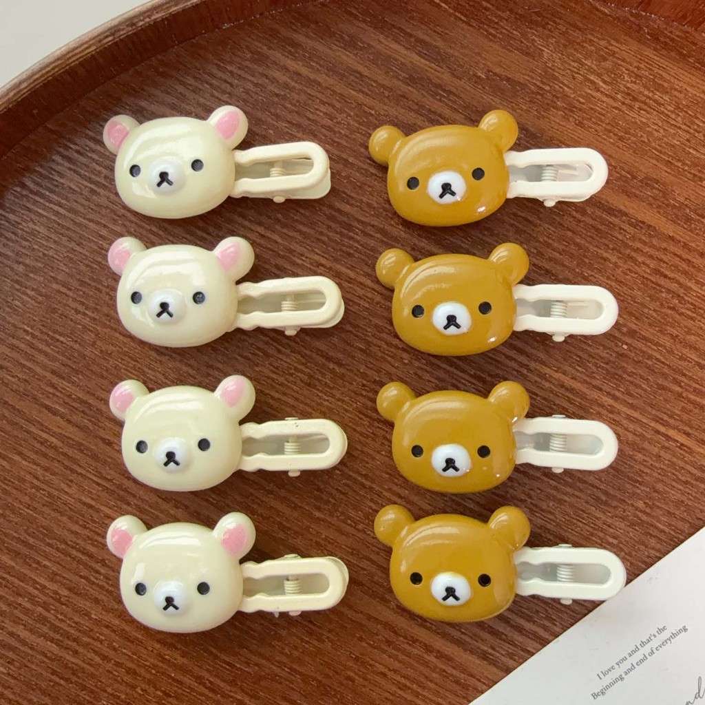 2 Pares De Grampos De Cabelo Rilakkuma Cartoon-Sweet Girl Bear Bangs Side Hair Clip-Presentes De Acessórios De Moda Diár — imagem 2 de 2