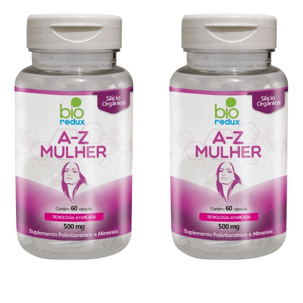 Kit 2 A-Z Mulher Suplemento Polivitamínico e Minerais em Cápsula 60 Cáps - Bio Redux em Oferta na Shopee