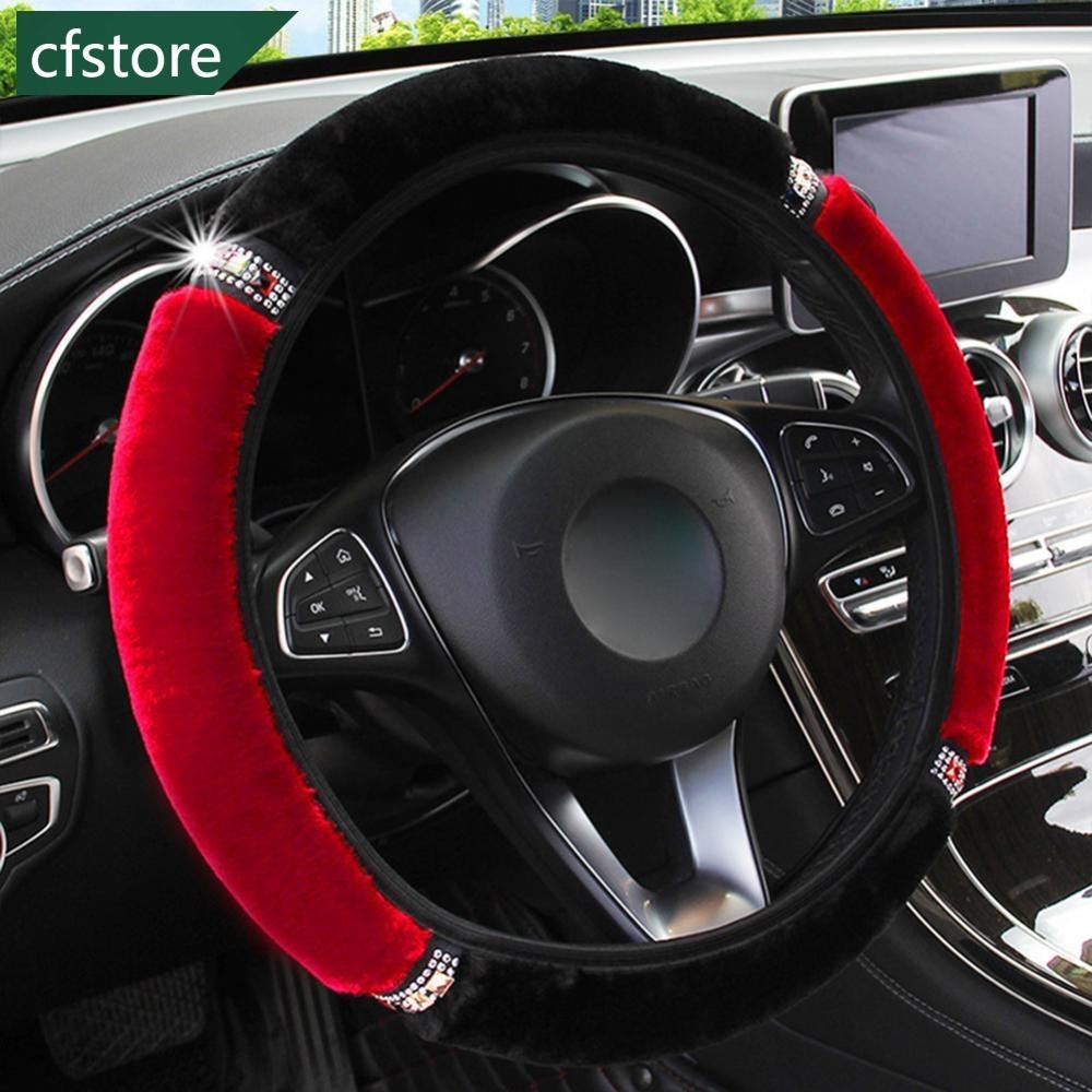 CFSTORE Diâmetro Universal Rhinestone De Pelúcia Macia Capa Do Volante Carro Acessórios Interiores 37-38cm R9S6