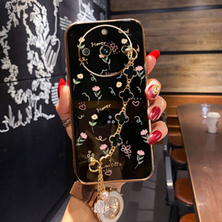 Oppo Caixa Em Frente À Realme 10 4G 11 4G 5G 10 11 Pro Plus 5G Pequeno Padrão De Flor Com Bracelete De Quatro Folhas Clover Capa Protetora Prova De Choque