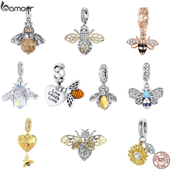 Bamoer Pingente de Prata 925 Abelha com Zircônia para Pulseira DIY
