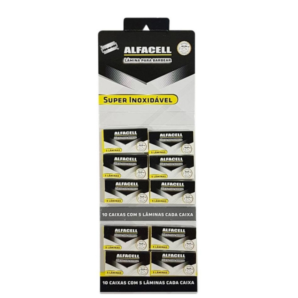 Kit 50 Lâminas Aço Inoxidável Aparelho De Barbear 10 Caixas - Lâminas Para Navalhas Barbeiros Corte Navalhado Acessórios para Barbearia Navalhete