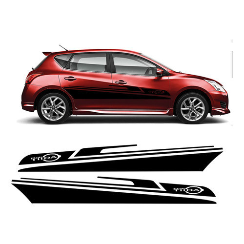 Kit 2 Adesivo Carro Tiida Nissan Faixa Lateral Compatível
