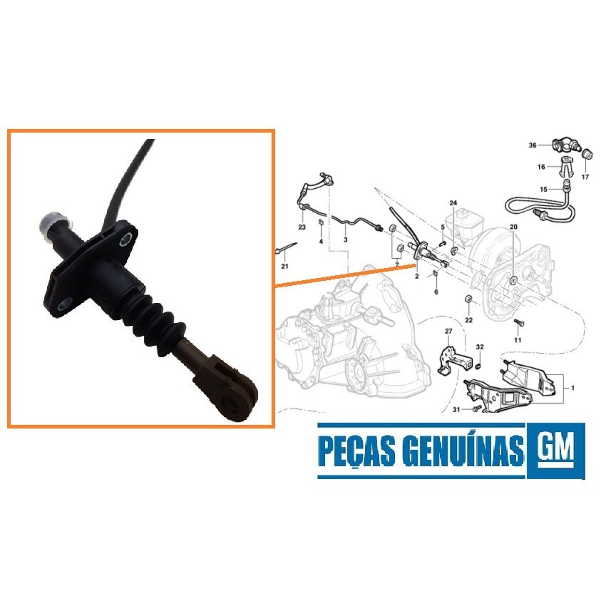 Cilindro Atuador Pedal Embreagem Vectra 1997-2005 - 90578481  GM