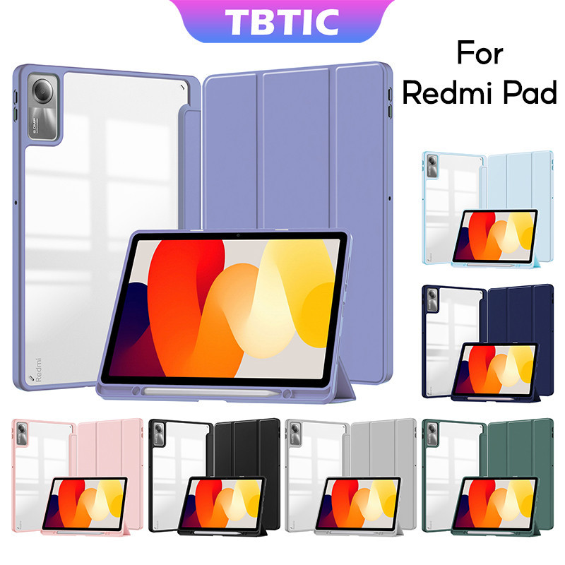 TBTIC Para Redmi Pad SE 11 Polegadas Estojo Rígido Transparente Xiaomi Com Tampa Despertar/Dormir