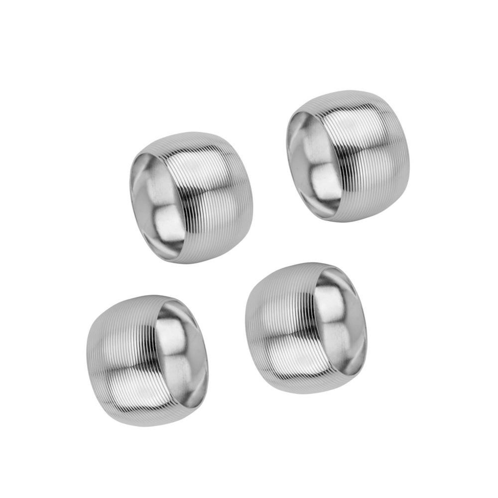 4 Anéis para Guardanapo Lyor Circle de Aço Niquelado Prata - Home & Living