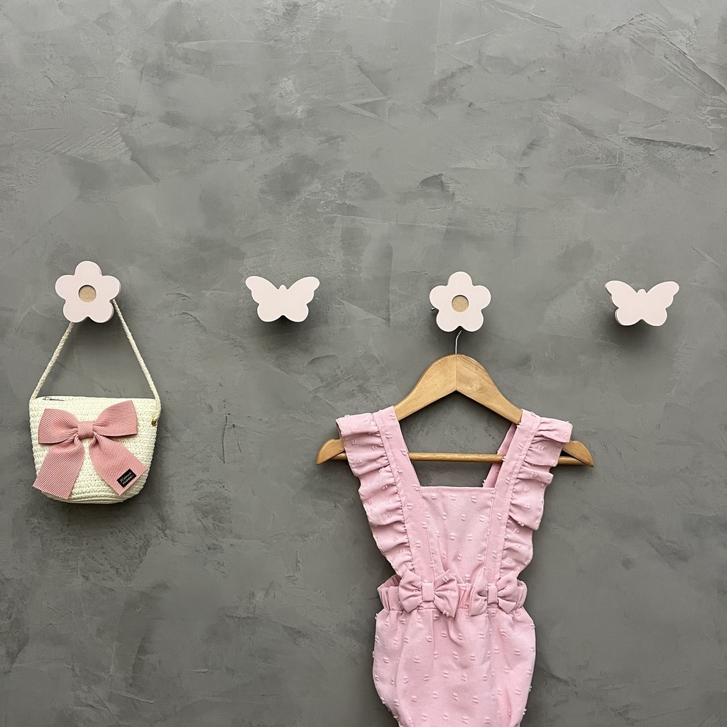 4 Ganchos parede infantil menina borboleta flor rosa adnet em Oferta na Shopee
