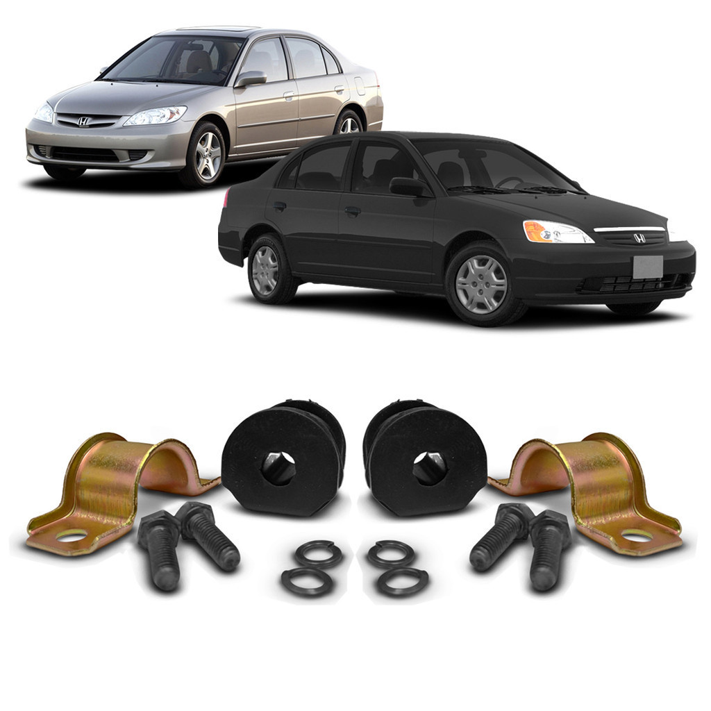 Par Kit Bucha Borracha Abraçadeira da Barra Estabilizadora Dianteira Honda Civic 2003 2004 2005 2006