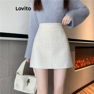 Lovito Saia na Moda Simples para Mulheres LNA36083 (Damasco)
