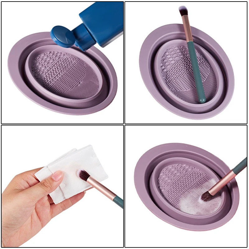 Silicone Maquiagem Brush Bowl, Folding Cosmetic Blowing Pad, Lavável Superfície Limpeza Ferramenta 414-106 jinfei store