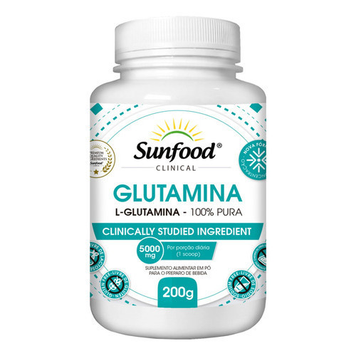 Glutamina Solúvel 200 Gramas  - 100% Pura - Sunfood