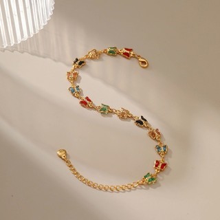 Pulseira de Borboleta Colorida Folheado Banhado A Ouro 18k A PRATA 925