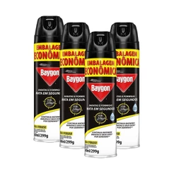 Kit 4 Inseticida Aerossol Baygon à Base de Água 360ml