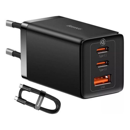 Baseus Carregador Macbook Turbo Gan5 Pro 65w + Cabo 1m Carregamento Ultra Rápido Múltiplos Aparelhos - Mobile & Gadgets
